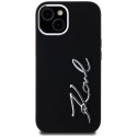 Etui Karl Lagerfeld Silicone Metal Script Logo na iPhone 15 - czarne Karl Lagerfeld