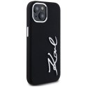 Etui Karl Lagerfeld Silicone Metal Script Logo na iPhone 15 - czarne Karl Lagerfeld
