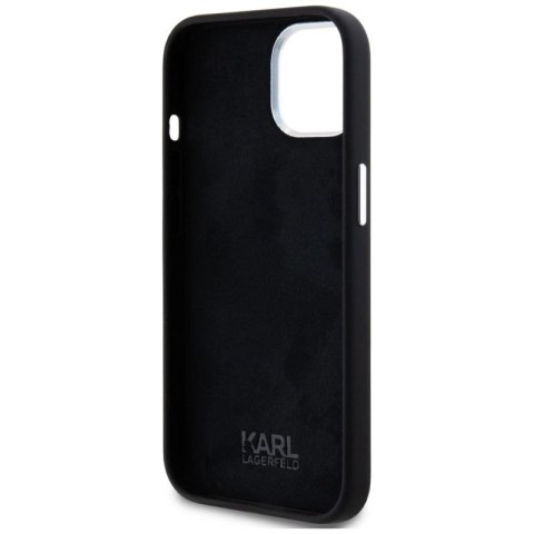 Etui Karl Lagerfeld Silicone Metal Script Logo na iPhone 15 - czarne Karl Lagerfeld