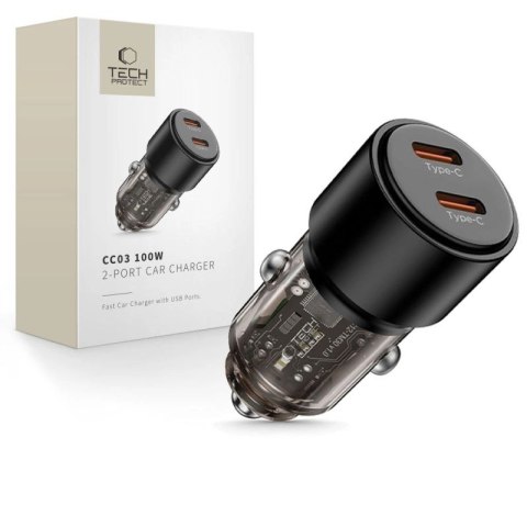 Ładowarka samochodowa CC03 2-porty PD100W - czarna Tech-Protect
