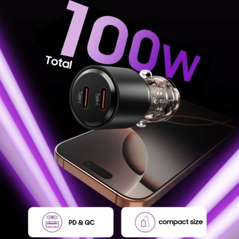 Ładowarka samochodowa CC03 2-porty PD100W - czarna Tech-Protect