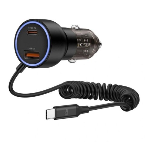 Ładowarka samochodowa CC05 2-porty PD60 W + kabel USB-C - czarna Tech-Protect