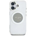 Etui Guess IML Metal Colored Circle Classic Logo MagSafe na iPhone 16 - szare Guess