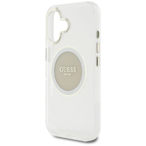 Etui Guess IML Metal Colored Circle Classic Logo MagSafe na iPhone 16 - szare Guess