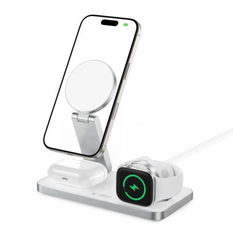 Ładowarka indukcyjna Tech-Protect QI15W-A47 MagSafe 3w1 + kabel USB-C - biała Tech-Protect