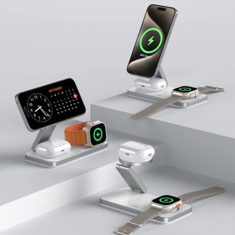 Ładowarka indukcyjna Tech-Protect QI15W-A47 MagSafe 3w1 + kabel USB-C - biała Tech-Protect