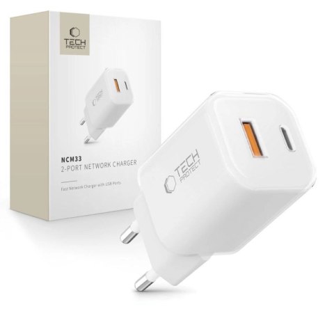 Ładowarka sieciowa Tech-Protect NCM33W 2-porty PD33W/QC3.0 - biała Tech-Protect