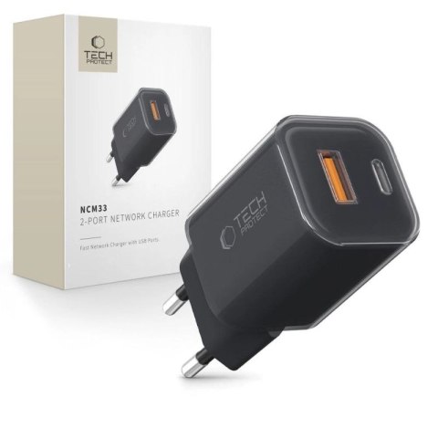 Ładowarka sieciowa Tech-Protect NCM33W 2-porty PD33W/QC3.0 - czarna Tech-Protect