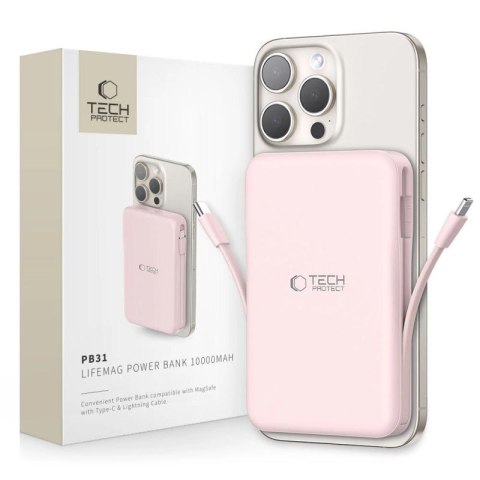 Powerbank Tech-Protect PB31 LifeMag MagSafe 10000 mAh - różowy Tech-Protect