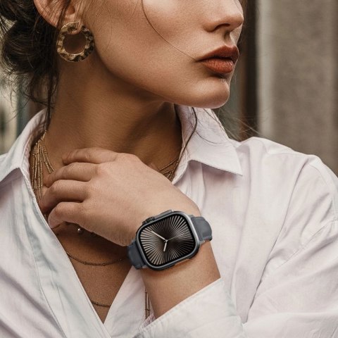 Skórzany pasek AMAZINGTHING Class Band do Apple Watch 45 / 46 / 49 mm - szary AmazingThing