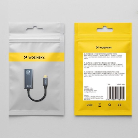 Adapter Wozinsky WACH-01 USB-C - HDMI 4K 60Hz - czarny Wozinsky
