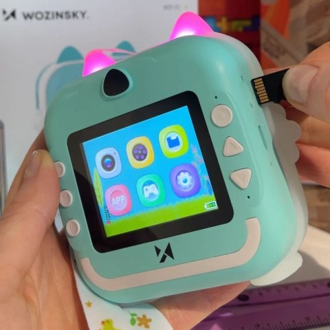 Aparat z drukarką termiczną Wozinsky WDT-02 kamera, dla dzieci - niebieski Wozinsky