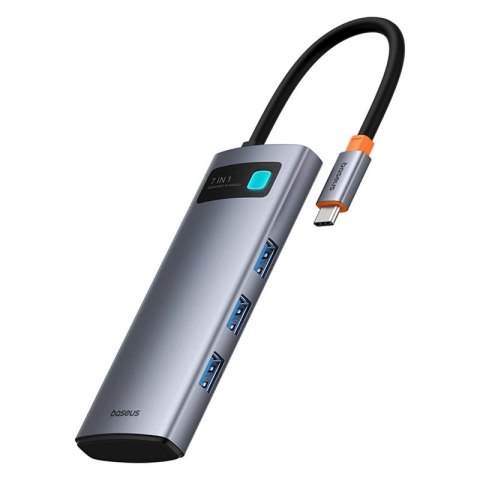 Hub USB-C Baseus Metal Gleam 7w1 HDMI 4K 60Hz / 3x USB 3.0 / USB-C PD / SD / microSD - szary Baseus