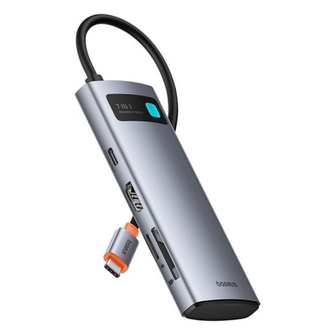 Hub USB-C Baseus Metal Gleam 7w1 HDMI 4K 60Hz / 3x USB 3.0 / USB-C PD / SD / microSD - szary Baseus