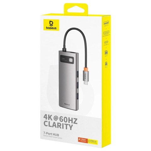 Hub USB-C Baseus Metal Gleam 7w1 HDMI 4K 60Hz / 3x USB 3.0 / USB-C PD / SD / microSD - szary Baseus