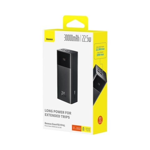 Powerbank Baseus EnerFill FP41 30000mAh 22.5W z kablem Baseus Simple USB-A - USB-C 3A 30cm - czarny Baseus