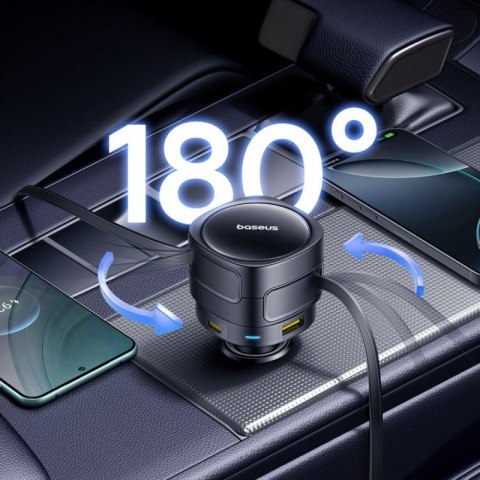 Ładowarka samochodowa Baseus Enjoyment Max 90W 2 x kabel USB-C + USB-A + USB-C - czarna Baseus