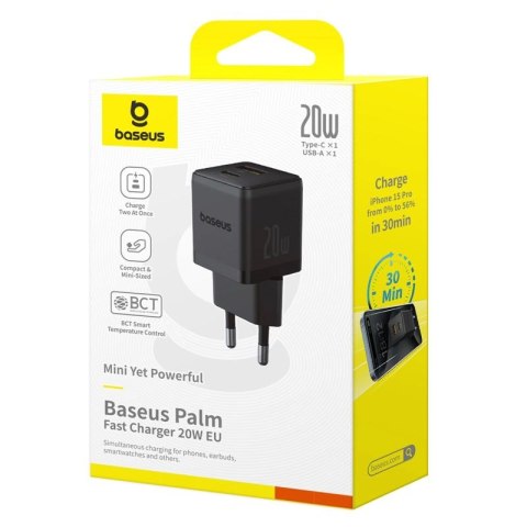 Ładowarka sieciowa Baseus Palm 20W USB-C USB-A - czarna Baseus
