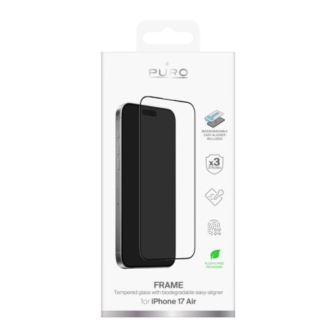 Szkło hartowane Puro Frame na iPhone 17 Pro z aplikatorem i czarną ramką Puro