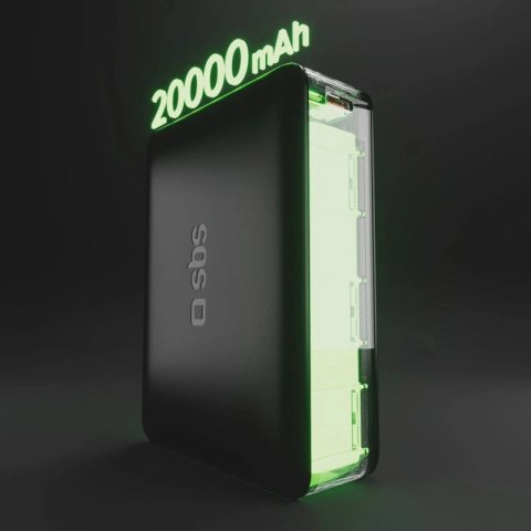 Powerbank SBS 20000mAh 65W PD AFC USB-C USB-A do laptopa, tabletu, smartfona - czarny SBS