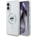 Etui Karl Lagerfeld Button Choupette Head Printed Logo MagSafe na Samsung Galaxy S25 Edge - białe Karl Lagerfeld