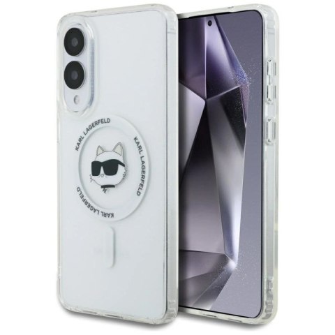 Etui Karl Lagerfeld Button Choupette Head Printed Logo MagSafe na Samsung Galaxy S25 Edge - białe Karl Lagerfeld