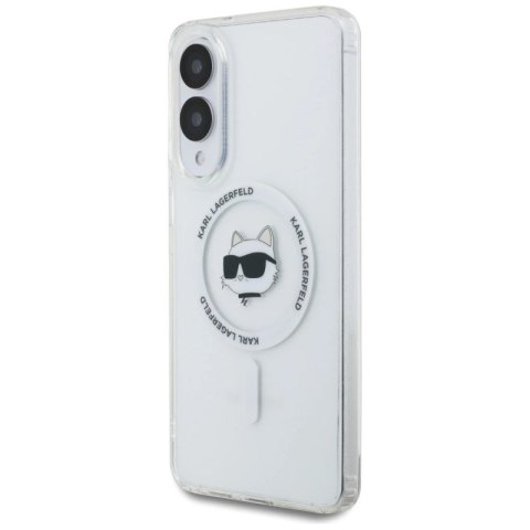 Etui Karl Lagerfeld Button Choupette Head Printed Logo MagSafe na Samsung Galaxy S25 Edge - białe Karl Lagerfeld