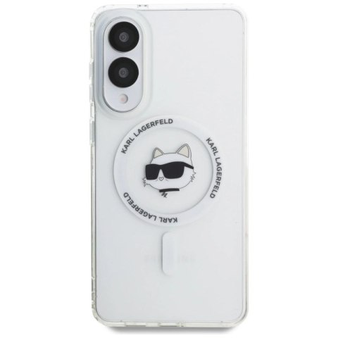 Etui Karl Lagerfeld Button Choupette Head Printed Logo MagSafe na Samsung Galaxy S25 Edge - białe Karl Lagerfeld