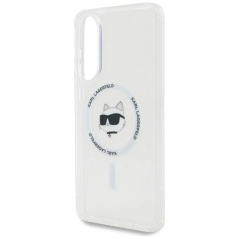 Etui Karl Lagerfeld Button Choupette Head Printed Logo MagSafe na Samsung Galaxy S25 Edge - białe Karl Lagerfeld