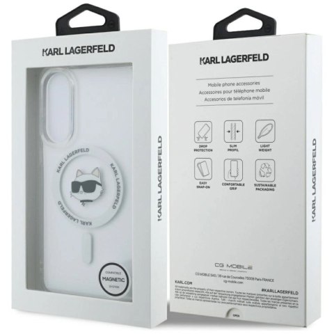 Etui Karl Lagerfeld Button Choupette Head Printed Logo MagSafe na Samsung Galaxy S25 Edge - białe Karl Lagerfeld