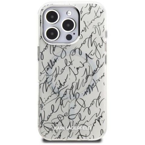 Etui Karl Lagerfeld IML Karl Script Pattern MagSafe na iPhone 16 Pro - białe Karl Lagerfeld
