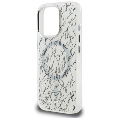 Etui Karl Lagerfeld IML Karl Script Pattern MagSafe na iPhone 16 Pro - białe Karl Lagerfeld