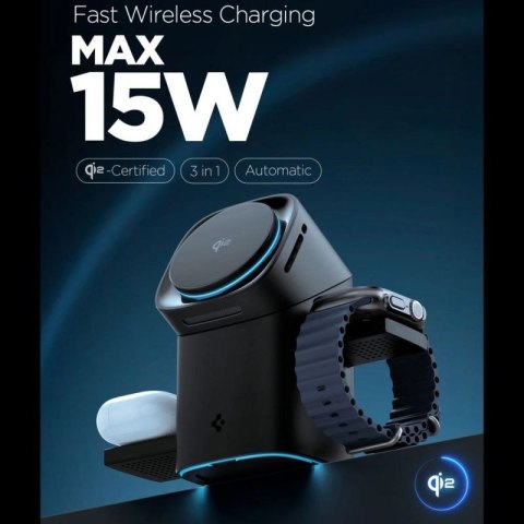 Ładowarka indukcyjna Spigen Essential EF223MS 3w1 QI2 - czarna Spigen