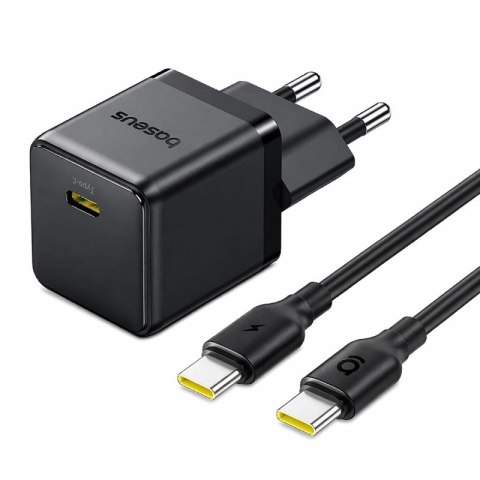 Ładowarka sieciowa Baseus Palm 1C 20W (z kablem Baseus Mini White USB-C 60W (20V/3A) 1m) - czarna Baseus