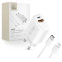 Ładowarka sieciowa Tech-Protect NCA30 PD 30W QC3.0 USB-A / USB-C + Kabel USB-C / Lightning 100cm - biała Tech-Protect