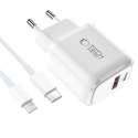 Ładowarka sieciowa Tech-Protect NCA30 PD 30W QC3.0 USB-A / USB-C + Kabel USB-C / Lightning 100cm - biała Tech-Protect