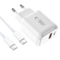 Ładowarka sieciowa Tech-Protect NCA30 PD 30W QC3.0 USB-A / USB-C + Kabel USB-C / USB-C 100cm - biała Tech-Protect