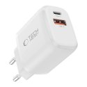 Ładowarka sieciowa Tech-Protect NCA30 PD 30W QC3.0 USB-A / USB-C + Kabel USB-C / USB-C 100cm - biała Tech-Protect