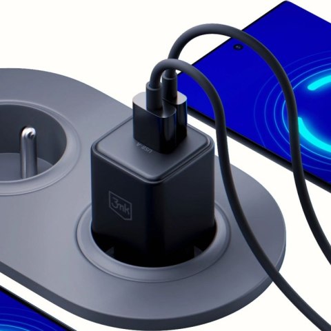Ładowarka sieciowa 3mk Hyper GaN Charger 20W QC4+ PD PPS USB-C USB-A - czarna