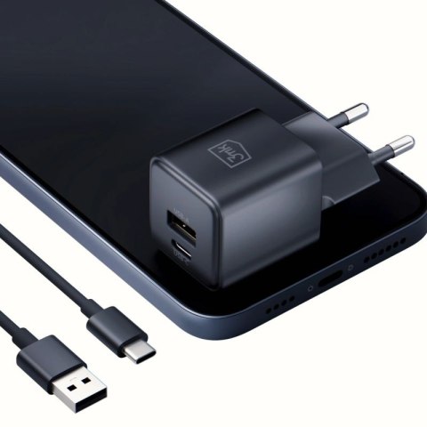 Ładowarka sieciowa 3mk Hyper GaN Charger 20W QC4+ PD PPS USB-C USB-A - czarna