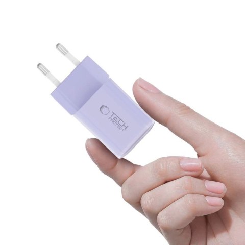 Ładowarka sieciowa Tech-Protect NCM33 PD 33W QC3.0 USB-C / USB-C - fioletowa Tech-Protect