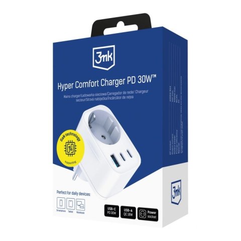 Ładowarka sieciowa 3mk Hyper Comfort Charger GaN PD 30W™ - biała
