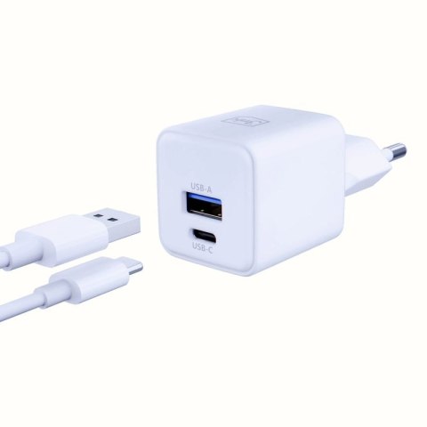 Ładowarka sieciowa 3mk Hyper GaN Charger 20W QC4+ PD PPS USB-C USB-A - biała