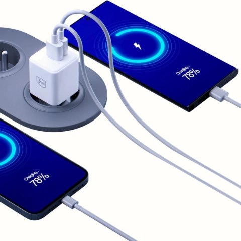 Ładowarka sieciowa 3mk Hyper GaN Charger 20W QC4+ PD PPS USB-C USB-A - biała