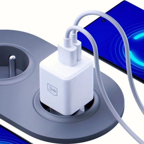 Ładowarka sieciowa 3mk Hyper GaN Charger 20W QC4+ PD PPS USB-C USB-A - biała