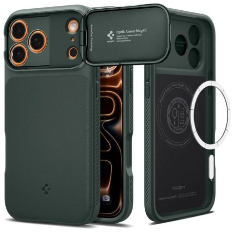 Etui Spigen Optik Armor MagSafe na iPhone 17 Pro - zielone Spigen