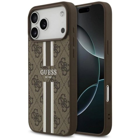 Etui Guess 4G Printed Stripes MagSafe na iPhone 17 Pro Max - brązowe Guess