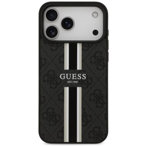 Etui Guess 4G Printed Stripes MagSafe na iPhone 17 Pro Max - czarne Guess