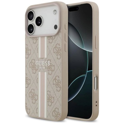 Etui Guess 4G Printed Stripes MagSafe na iPhone 17 Pro Max - różowe Guess