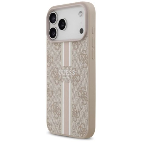 Etui Guess 4G Printed Stripes MagSafe na iPhone 17 Pro Max - różowe Guess